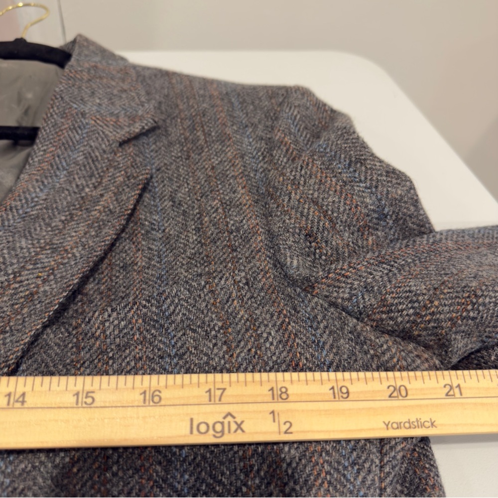 VTG Garfinckel’s Wool Blazer Sport Jacket Herringbone Gray Men Size 41 Old Money - Picture 12 of 13